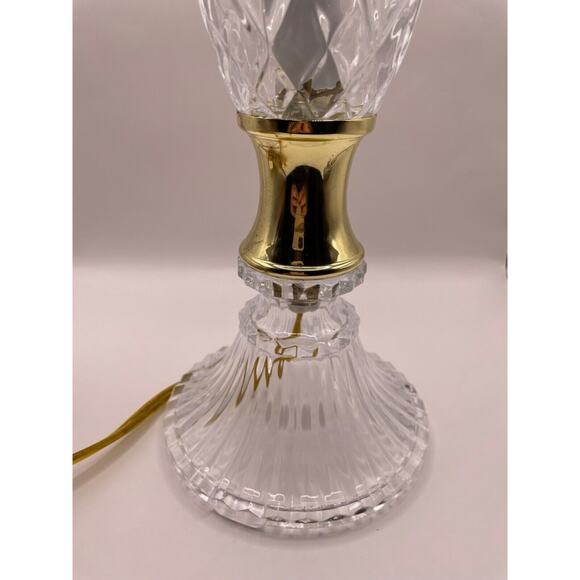 Vintage Cut Crystal Torchiere Lamp Gold Accented Tabletop Lamp 12 inches - Picture 4 of 12